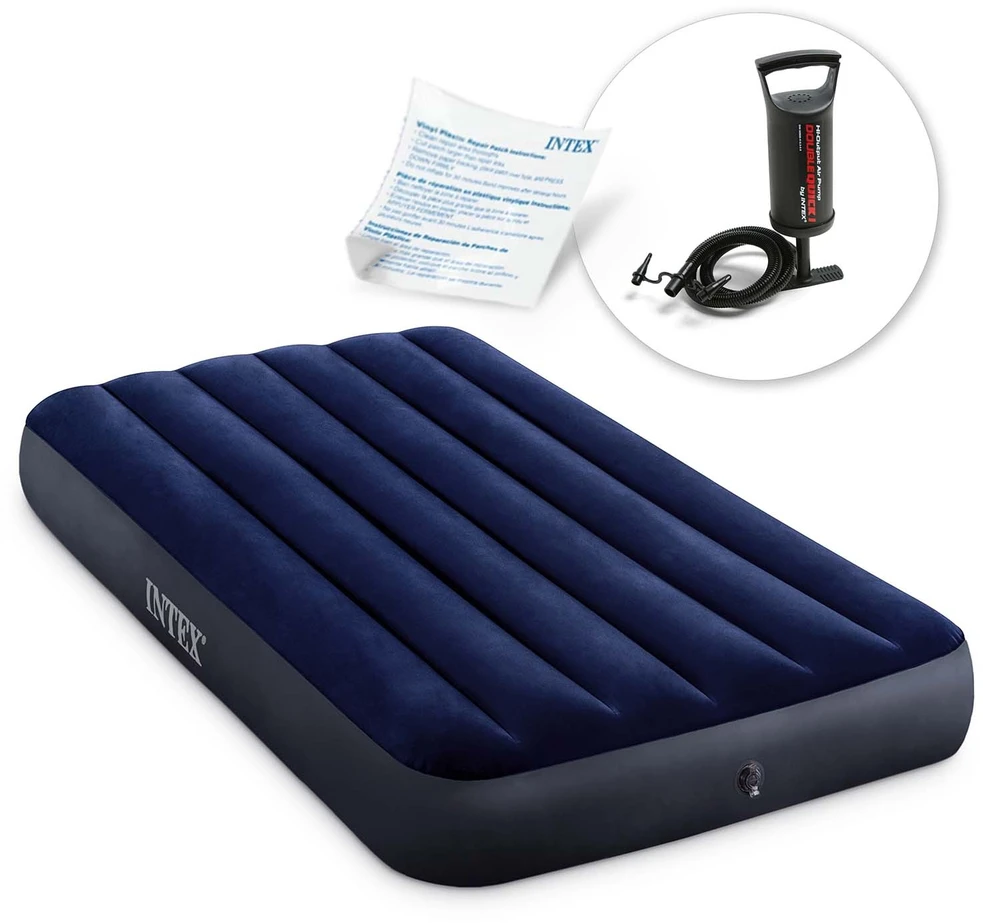 INTEX 64757 pripučiamas čiužinys 191x99x25 cm su stūmokline pompa