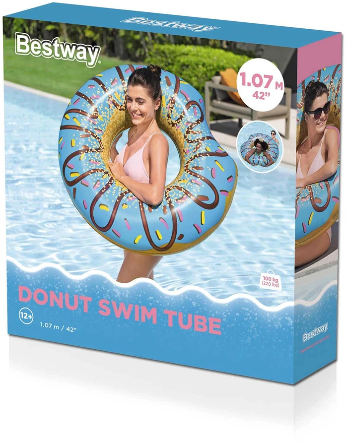 Pripučiamas paplūdimio ratas maudynėms, mėlynas, spurga, 107 cm, BESTWAY