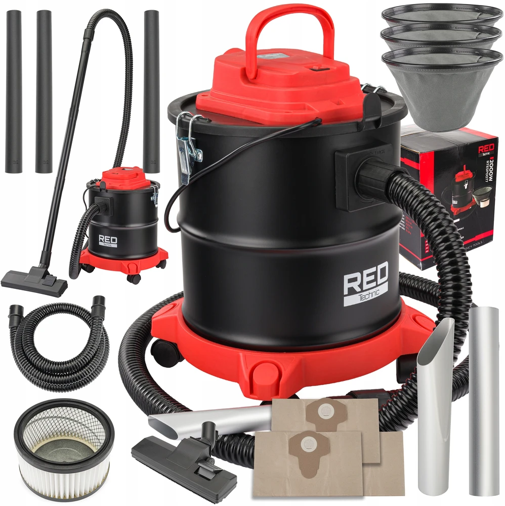 Red Technic Pramoninis dulkių siurblys, židinio pelenų separatorius, su pūtimo funkcija, 20L talpa, pelenams, kepsninėms ir šiukšlėms