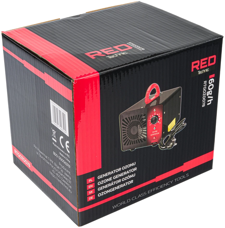 Red Technic Ozono generatorius, didelės galios 60 000 mg/h namams, automobiliui, kvapų šalinimui, laikmačio funkcija