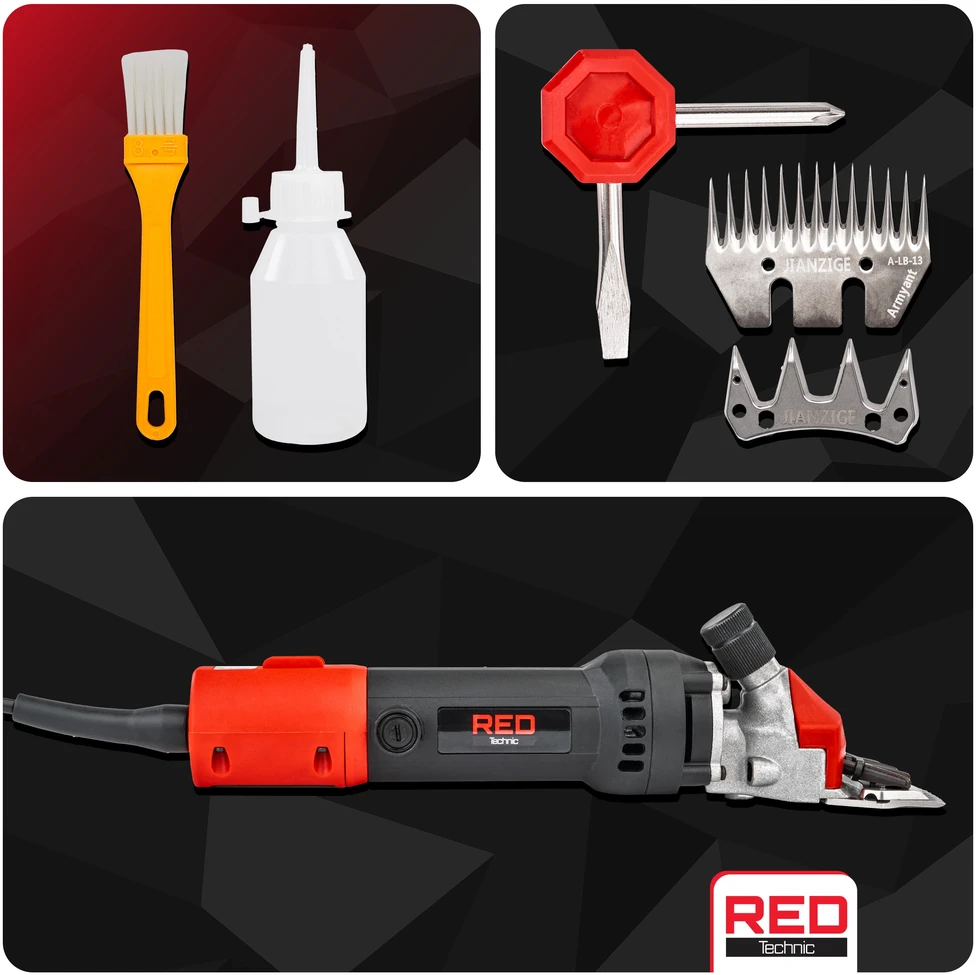 Red Technic Avies kirpimo mašinėlė, gyvūnų kirpimo mašinėlė, 600W galia, 78mm ašmenys, profesionali avies kirpimo mašinėlė