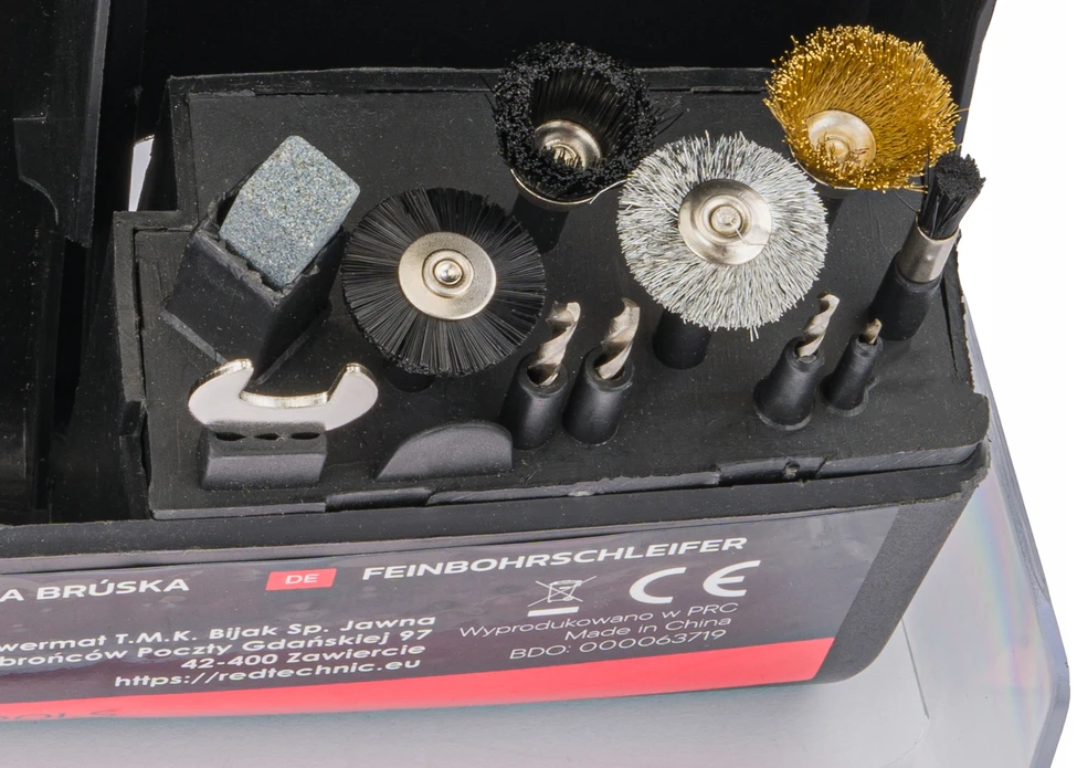 Red Technic Raudona Technic Mini tiesinio šlifuoklio/graviruoklio rinkinys 300 vnt. Raudonas TECHNIC RTSPT0047