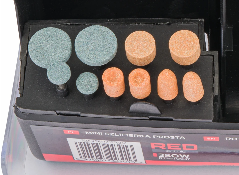 Red Technic Raudona Technic Mini tiesinio šlifuoklio/graviruoklio rinkinys 300 vnt. Raudonas TECHNIC RTSPT0047