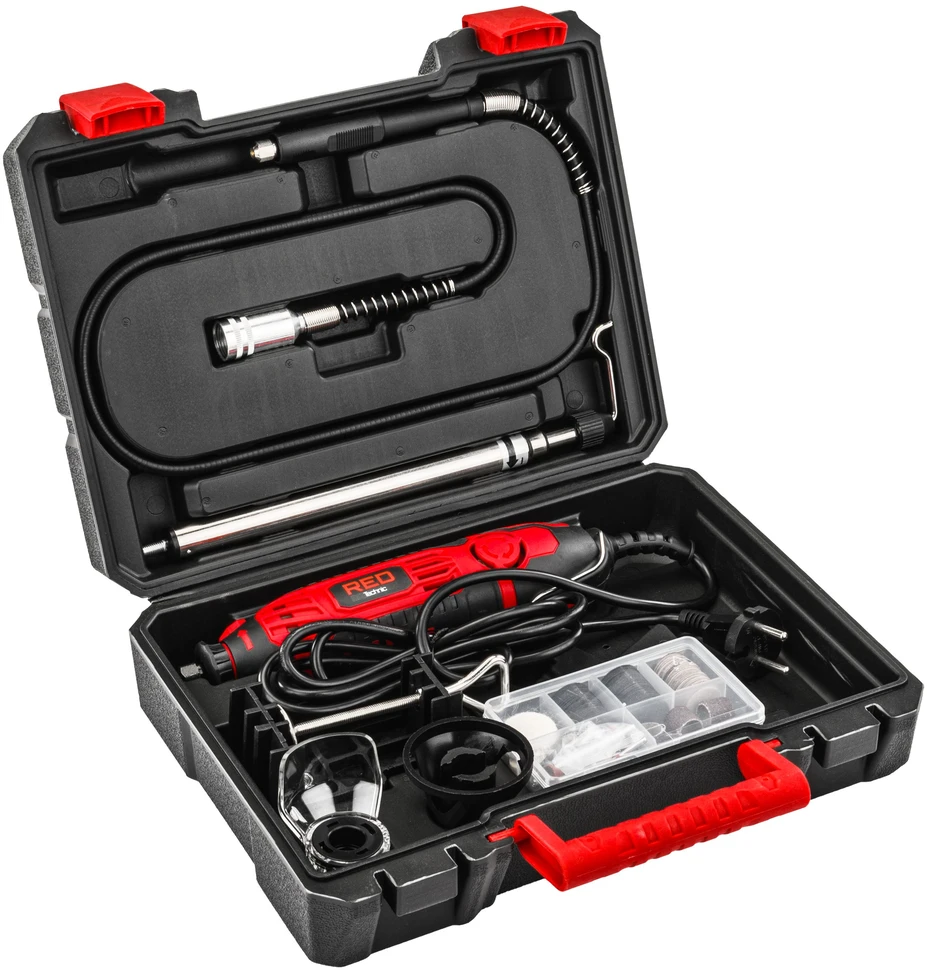 Red Technic Mini sukamasis įrankis, su 180 dalių priedų rinkiniu, 280W, 35000 RPM, rankdarbiams, hobiams ir „pasidaryk pats“ projektams