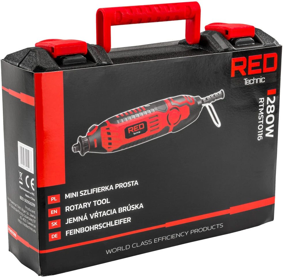 Red Technic Mini sukamasis įrankis, su 180 dalių priedų rinkiniu, 280W, 35000 RPM, rankdarbiams, hobiams ir „pasidaryk pats“ projektams