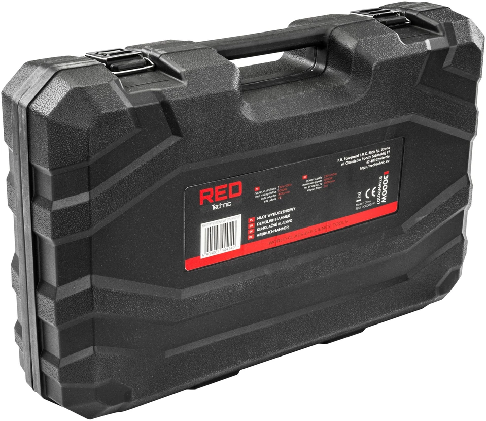 Red Technic Griovimo plaktukas, 3000W, 20J smūgio energija, SDS MAX griebtuvas, betonui ir asfaltui, sunkus griovimo plaktukas