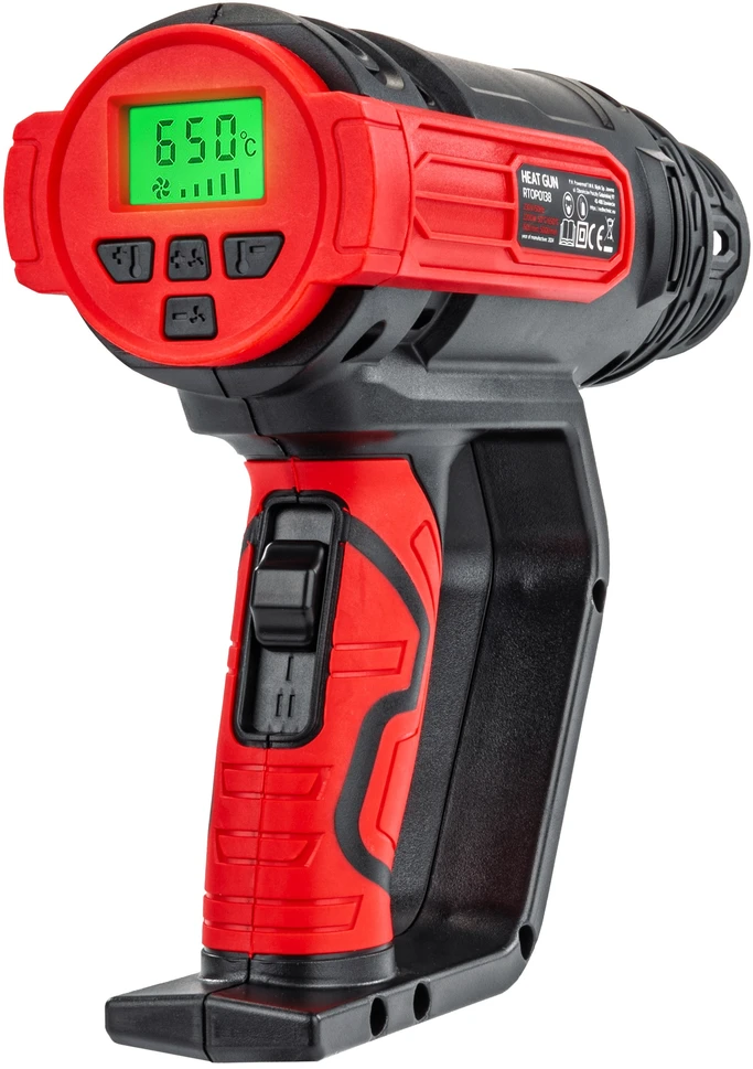 Red Technic Elektrinis karšto oro pistoletas, 2200W, reguliuojama temperatūra, su 6 antgaliais, dažų šalinimui, atitirpinimui ir plastiko lenkimui