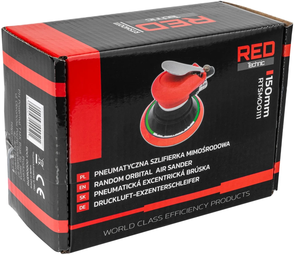 Red Technic Pneumatinis ekscentrinis šlifuoklis, 150mm ir 125mm, metalui, medžiui, plastikui, su dulkių ištraukimu