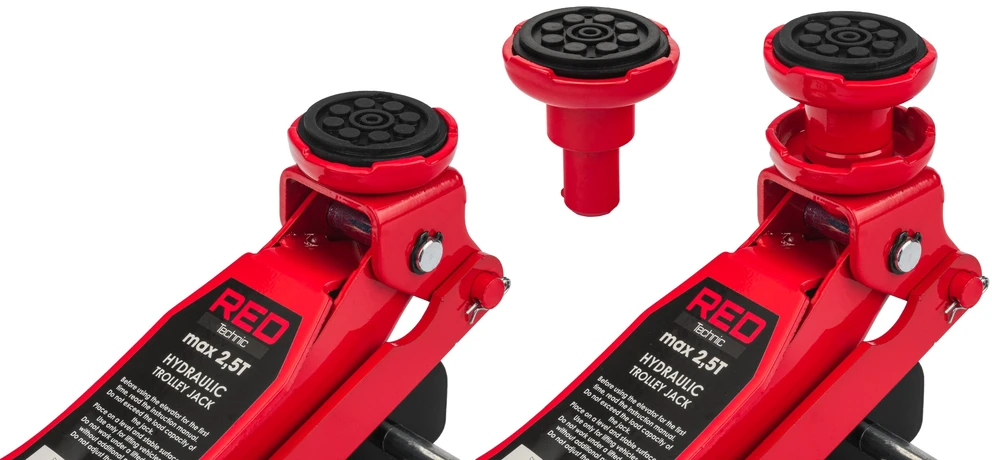 Red Technic Automobilinis domkratas, varlės tipo, 2500 kg talpa, su 30 mm prailginimu, žemo profilio hidraulinis domkratas garažui ir dirbtuvėms, sunkiasvorių transporto priemonių kėlimas
