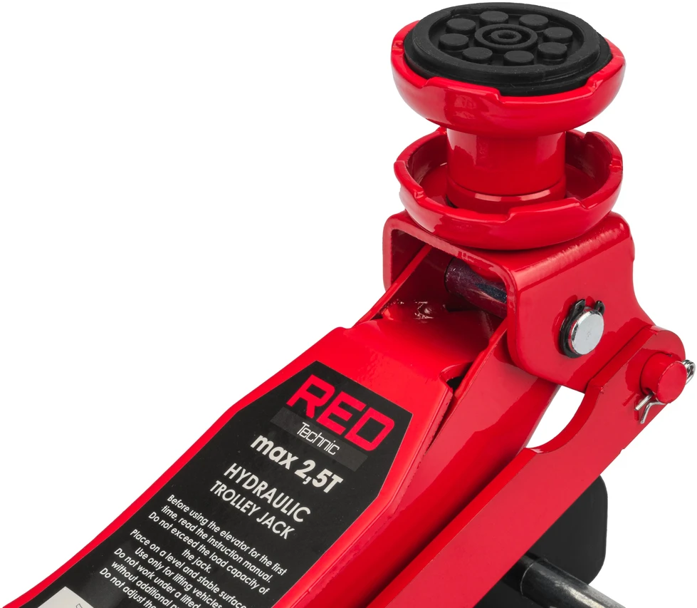 Red Technic Automobilinis domkratas, varlės tipo, 2500 kg talpa, su 30 mm prailginimu, žemo profilio hidraulinis domkratas garažui ir dirbtuvėms, sunkiasvorių transporto priemonių kėlimas
