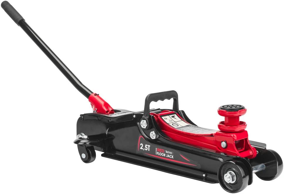 Red Technic Automobilinis domkratas, varlės tipo, 2500 kg talpa, su 30 mm prailginimu, žemo profilio hidraulinis domkratas garažui ir dirbtuvėms, sunkiasvorių transporto priemonių kėlimas