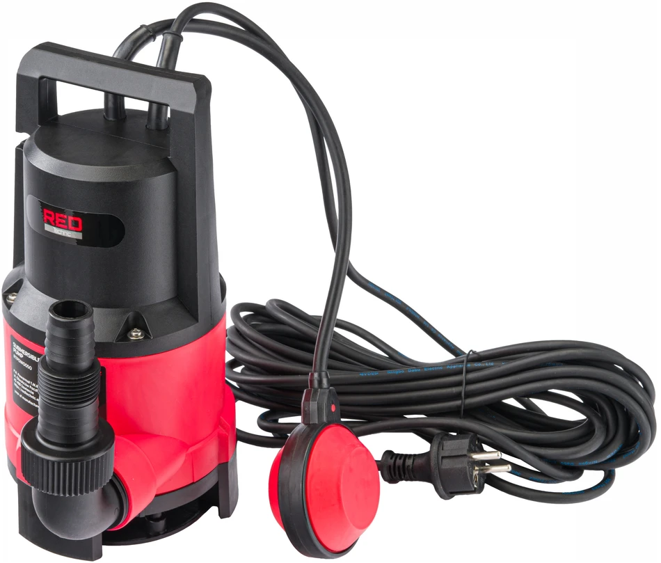 Red Technic Panardinamas siurblys švariam ir nešvariam vandeniui, su plūdiniu jungikliu, didelio našumo, automatinis veikimas, drenažui ir vandens perkėlimui