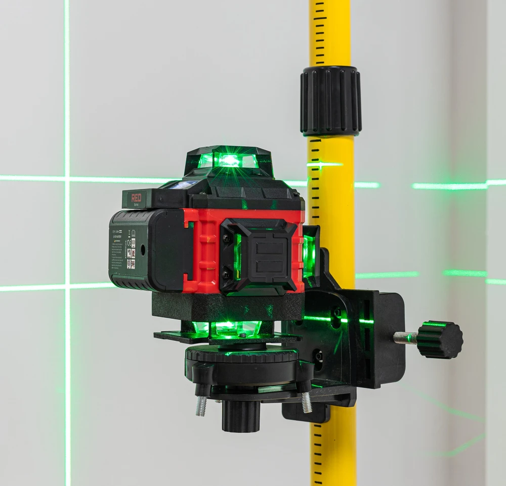 Red Technic Žalias lazerinis nivelyras, 4D 360 kryžminis lazeris, 16 linijų savaiminis nivelyras, statybinis lazeris, geodezinis lazeris