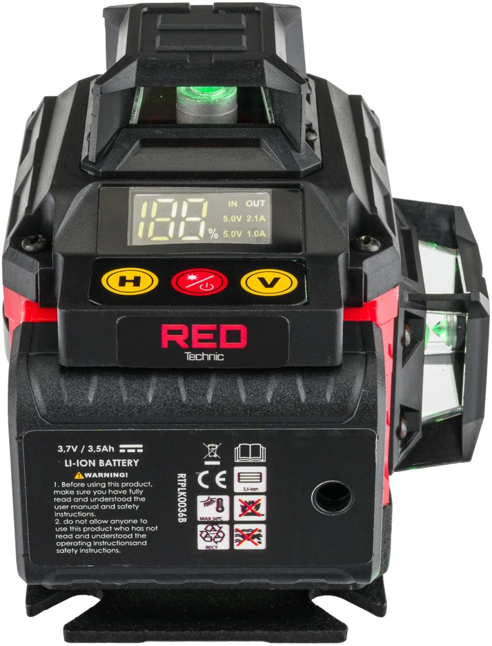 Red Technic Žalias lazerinis nivelyras, 4D 360 kryžminis lazeris, 16 linijų savaiminis nivelyras, statybinis lazeris, geodezinis lazeris