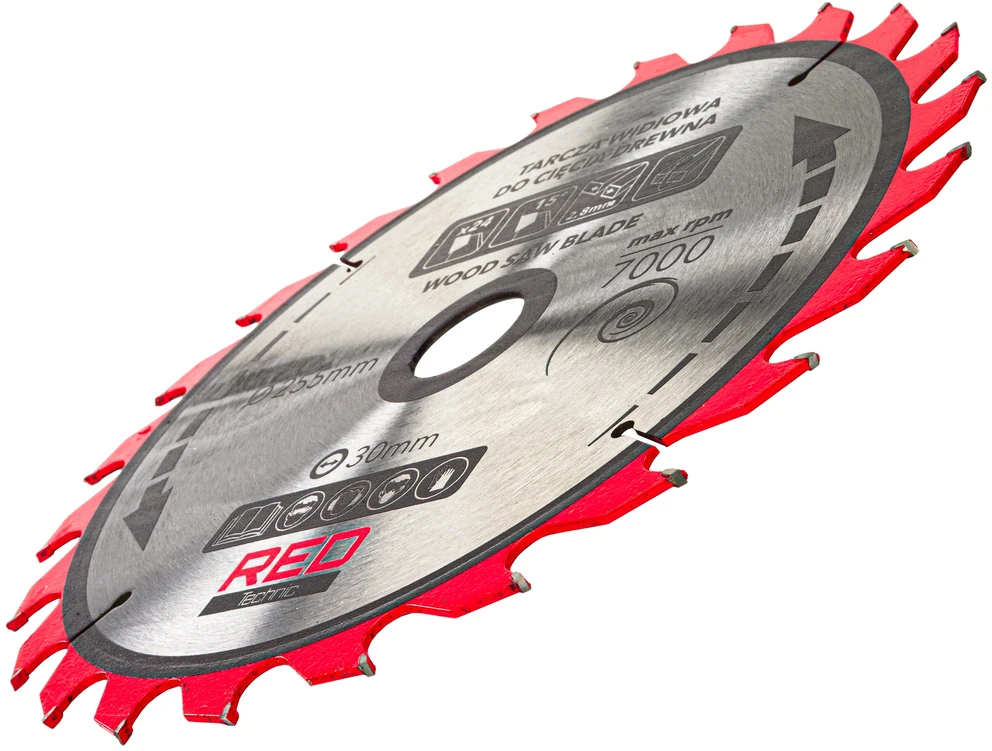 Red Technic Karbido antgaliais dengtų pjūklo diskų rinkinys, 255 mm medienos pjovimo diskai, 5 vnt. diskinėms, kampinėms, stalinėms pjovimo staklėms, ATB danties geometrija