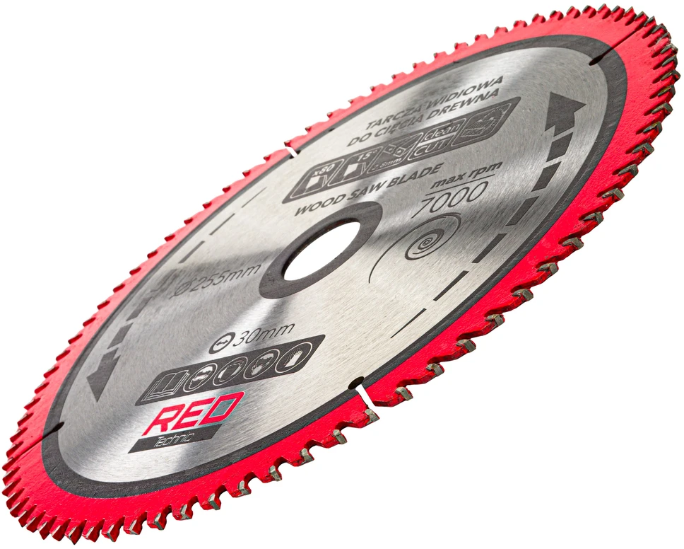 Red Technic Karbido antgaliais dengtų pjūklo diskų rinkinys, 255 mm medienos pjovimo diskai, 5 vnt. diskinėms, kampinėms, stalinėms pjovimo staklėms, ATB danties geometrija