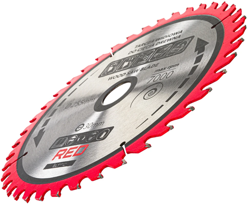 Red Technic Karbido antgaliais dengtų pjūklo diskų rinkinys, 255 mm medienos pjovimo diskai, 5 vnt. diskinėms, kampinėms, stalinėms pjovimo staklėms, ATB danties geometrija