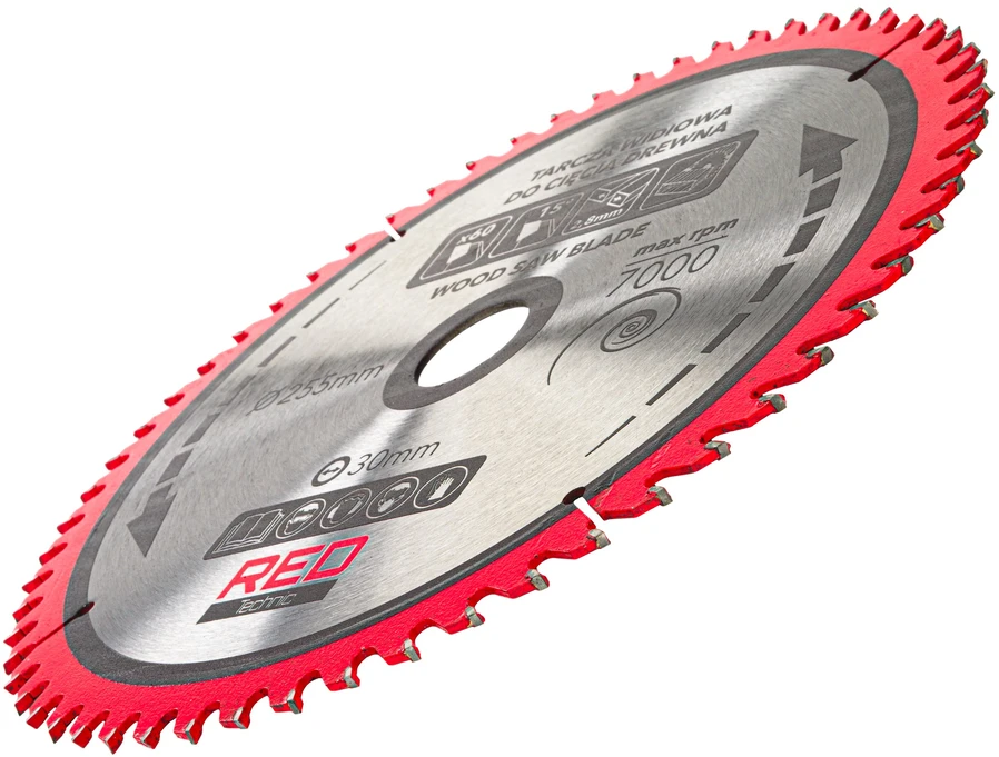 Red Technic Karbido antgaliais dengtų pjūklo diskų rinkinys, 255 mm medienos pjovimo diskai, 5 vnt. diskinėms, kampinėms, stalinėms pjovimo staklėms, ATB danties geometrija