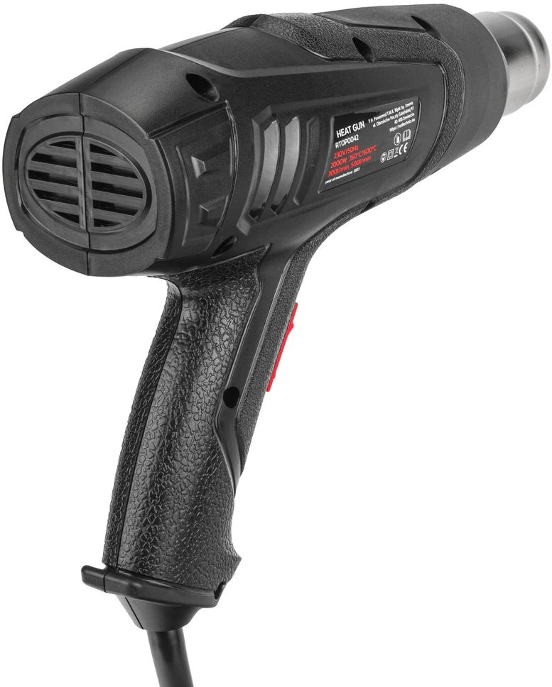 Red Technic ELEKTRINIS ŠILUMOS PISTOLETAS 2 GREIČIAI 4 ANTGALIAI 600C 2000W RTOP0042