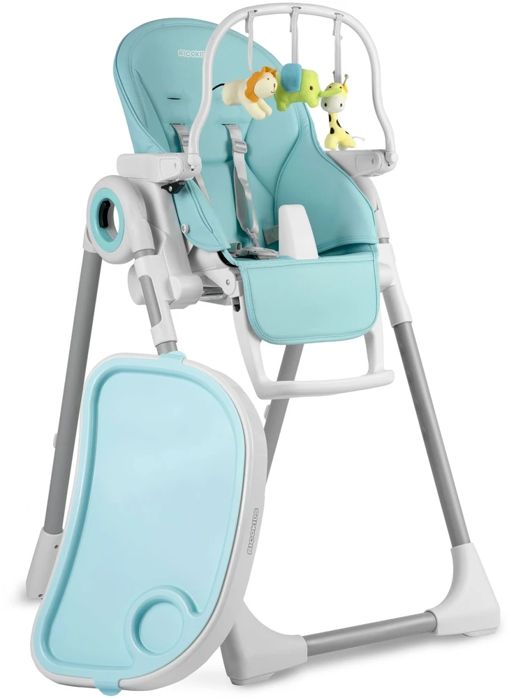 Ricokids Vaikiška kėdutė su staliuku, mėlyna „Belo“ šokdynė + apsauginis lankelis