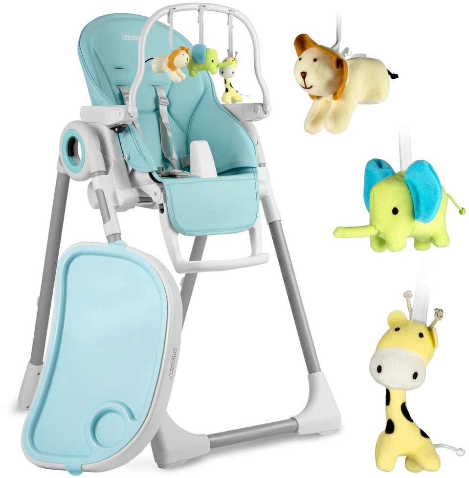 Ricokids Vaikiška kėdutė su staliuku, mėlyna „Belo“ šokdynė + apsauginis lankelis