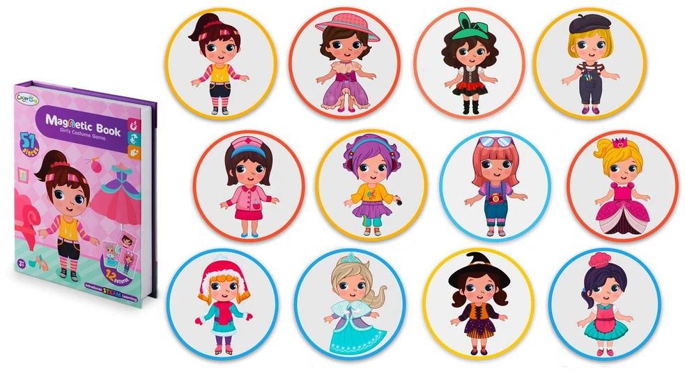 Ricokids Magnetinė dėlionių knygelė mergaitėms, spinta RK-770