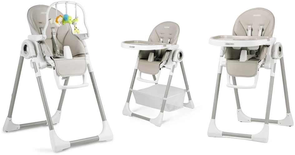 Ricokids Nukido Maitinimo kėdutė su staliuku, Belo šokdynė, pilka + apsauginis lankelis