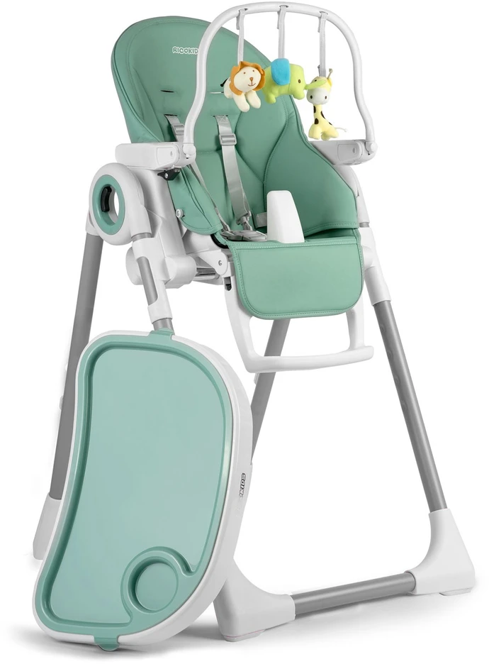 Ricokids Maitinimo kėdutė su staliuku, žalia „Belo“ šokdynė + apsauginis lankelis