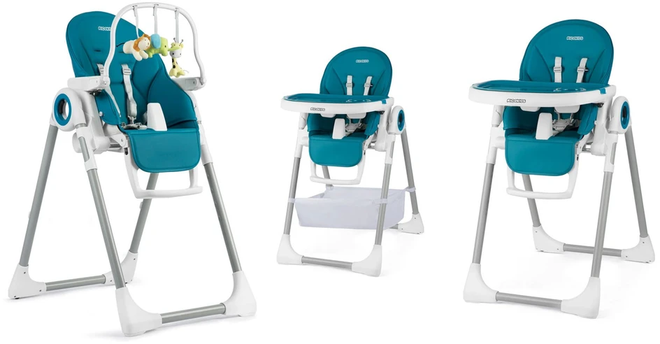 Ricokids Belo maitinimo kėdutė su staliuku, batutu, tamsiai mėlyna + apsauginis lankelis