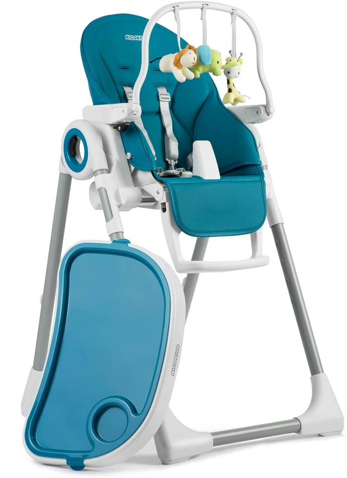 Ricokids Belo maitinimo kėdutė su staliuku, batutu, tamsiai mėlyna + apsauginis lankelis