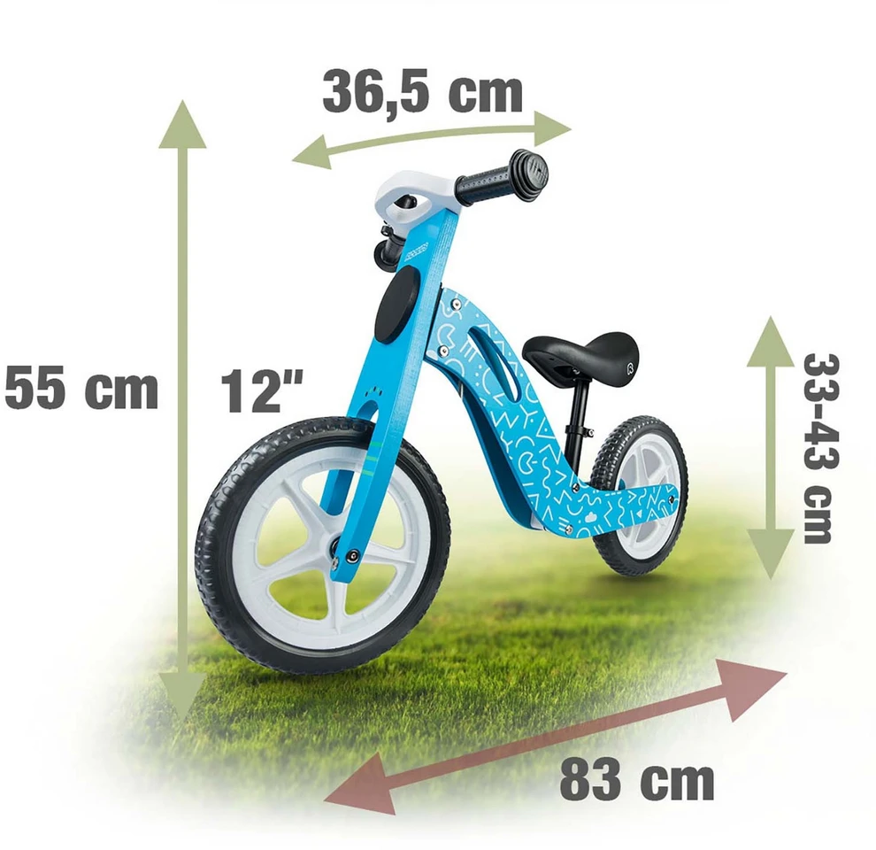 Ricokids RC-613 mėlynas medinis balansinis dviratis