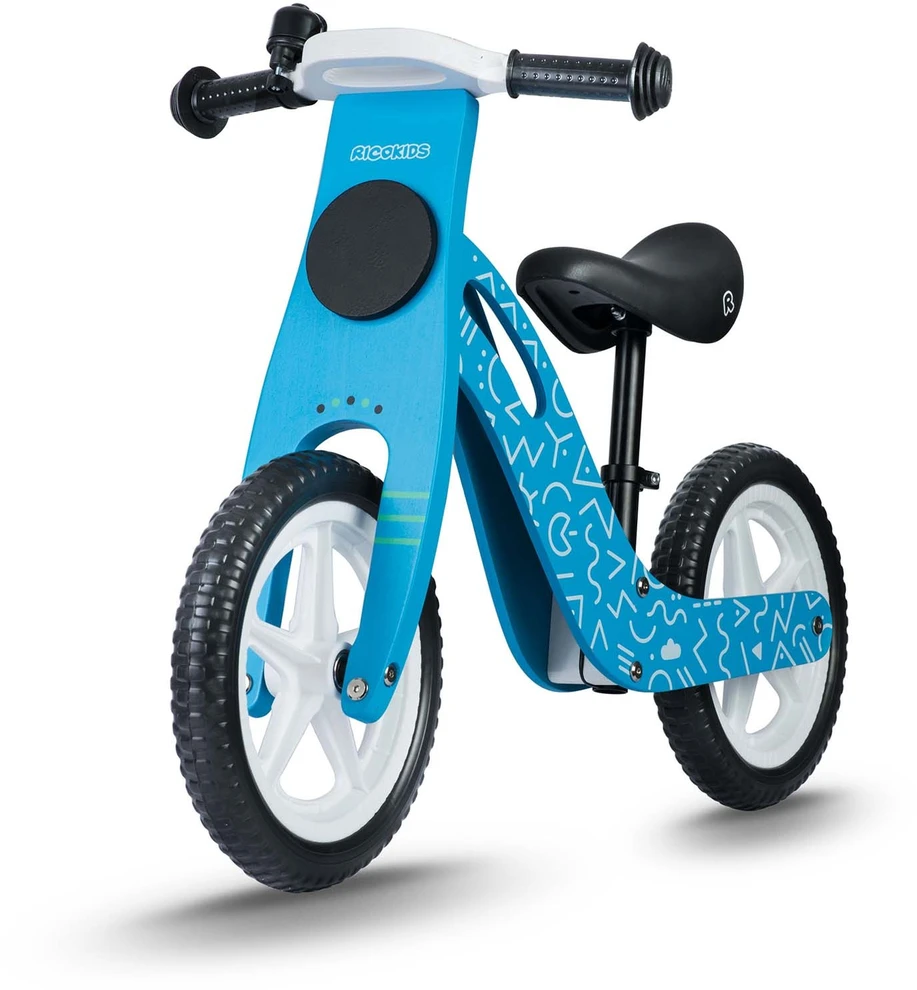 Ricokids RC-613 mėlynas medinis balansinis dviratis