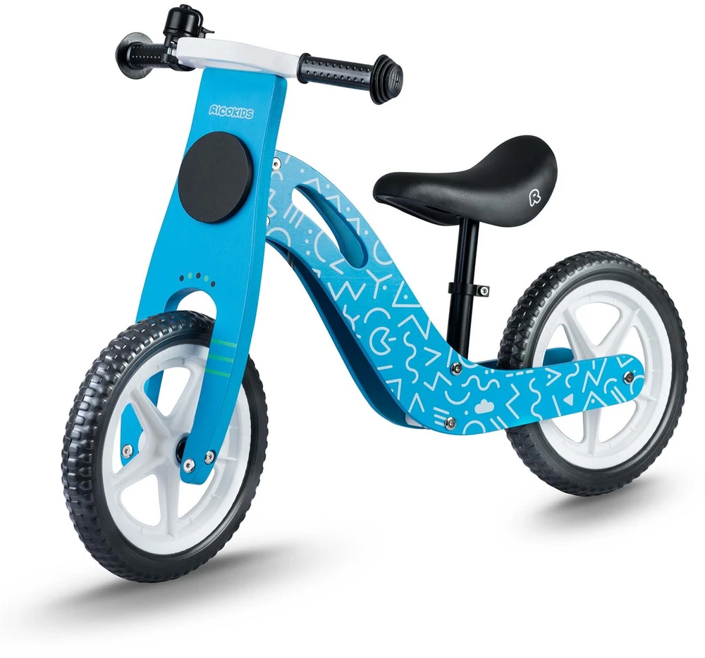 Ricokids RC-613 mėlynas medinis balansinis dviratis