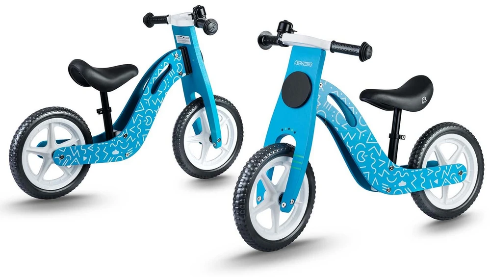 Ricokids RC-613 mėlynas medinis balansinis dviratis