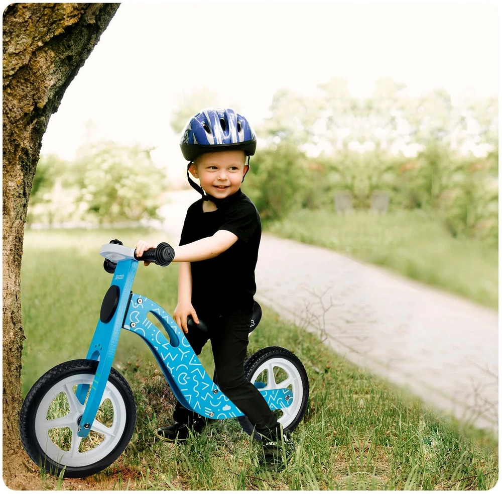 Ricokids RC-613 mėlynas medinis balansinis dviratis