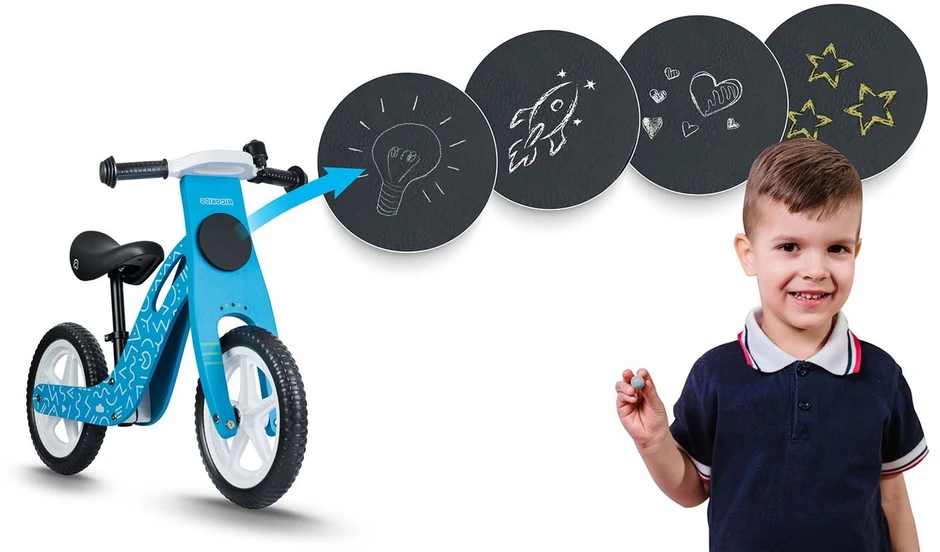 Ricokids RC-613 mėlynas medinis balansinis dviratis