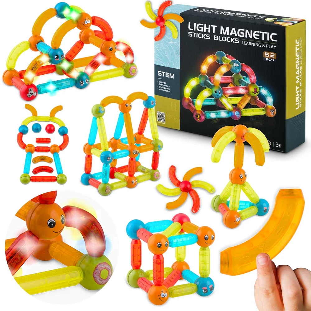 Magnetiniai kaladėlės su šviesa RK-767 Ricokids