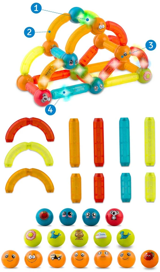 Magnetiniai kaladėlės su šviesa RK-767 Ricokids