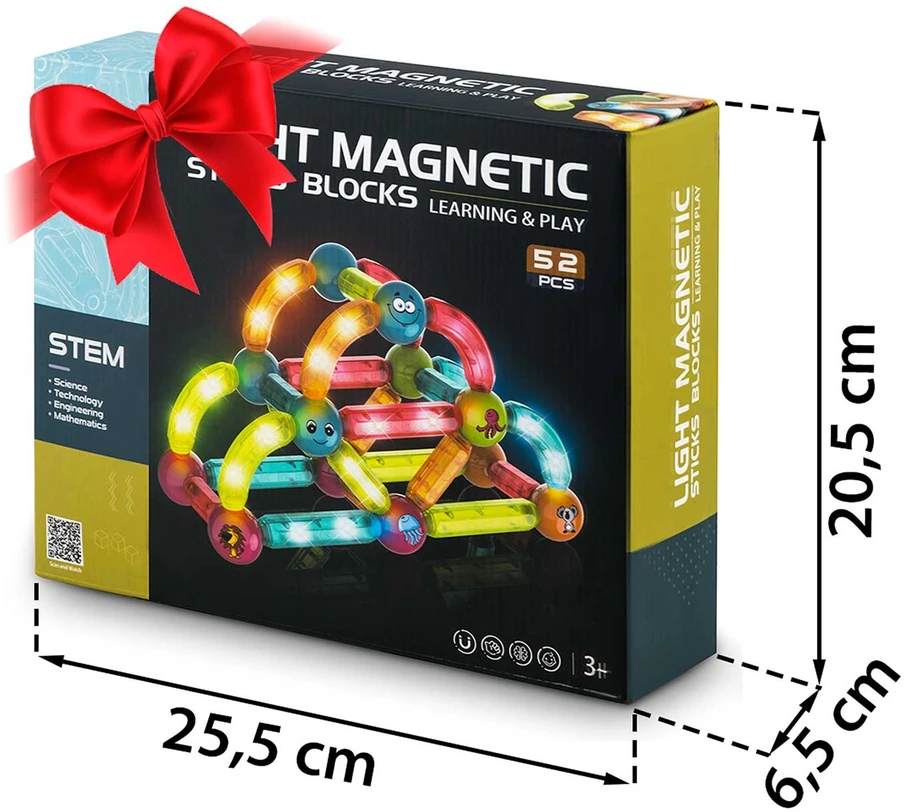 Magnetiniai kaladėlės su šviesa RK-767 Ricokids