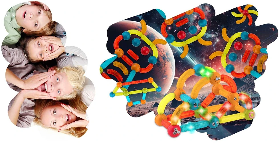 Magnetiniai kaladėlės su šviesa RK-767 Ricokids