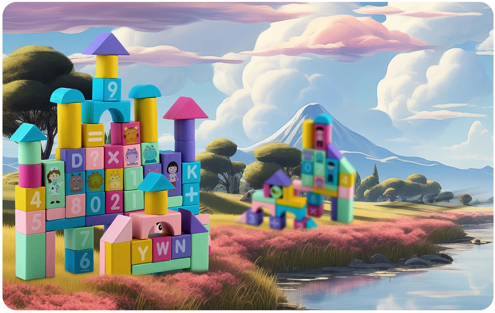 Mediniai lavinamųjų kaladėlių komplektai RK-871 Ricokids