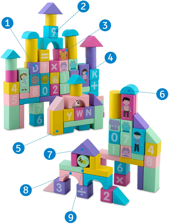 Mediniai lavinamųjų kaladėlių komplektai RK-871 Ricokids