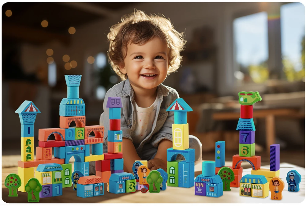 Mediniai lavinamųjų kaladėlių komplektai RK-871 Ricokids