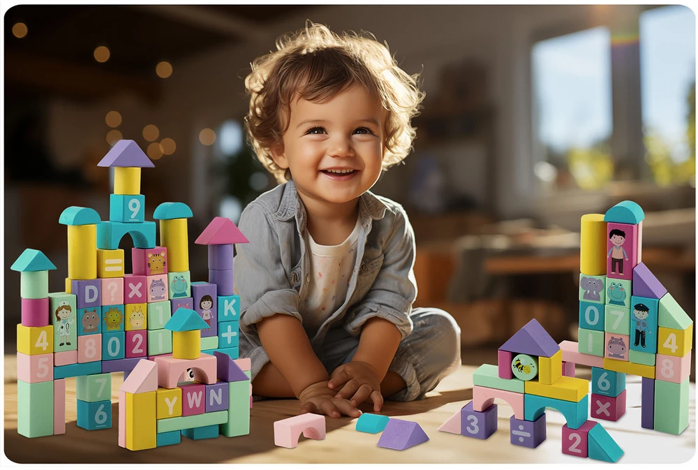 Mediniai lavinamųjų kaladėlių komplektai RK-871 Ricokids