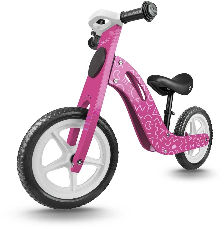 „Ricokids RC-614“ rožinis medinis balansinis dviratukas