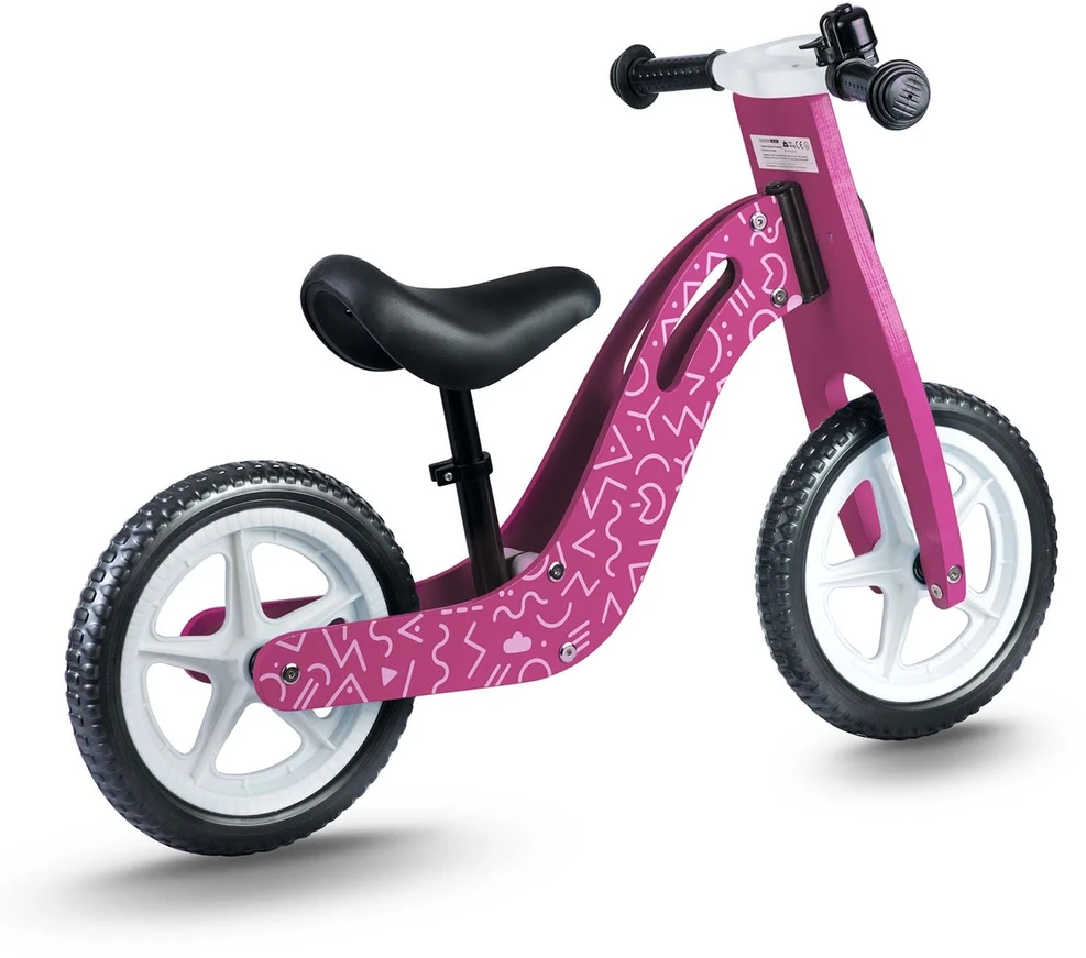 „Ricokids RC-614“ rožinis medinis balansinis dviratukas