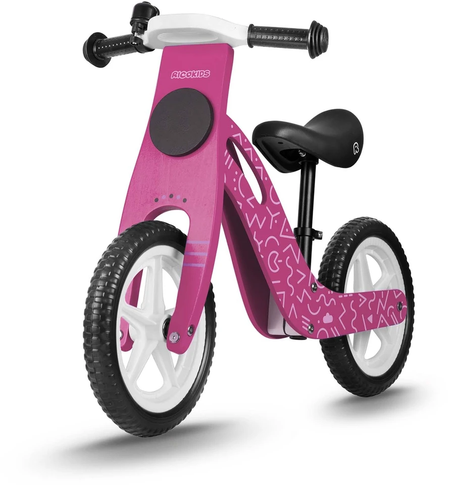 „Ricokids RC-614“ rožinis medinis balansinis dviratukas
