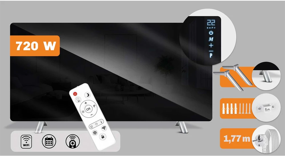 Infraraudonųjų spindulių šildytuvas Berdsen BD-985 720 W su WiFi (modelis BD-985)