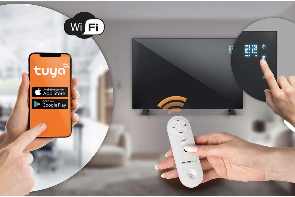 Infrared šildytuvas infraraudonųjų spindulių 1000 W Berdsen BD-992 pultas WiFi programėlė