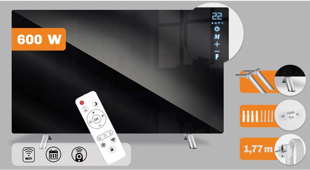 Infraraudonųjų spindulių šildytuvas Berdsen BD-984 600 W su WiFi nuotolinio valdymo programėle